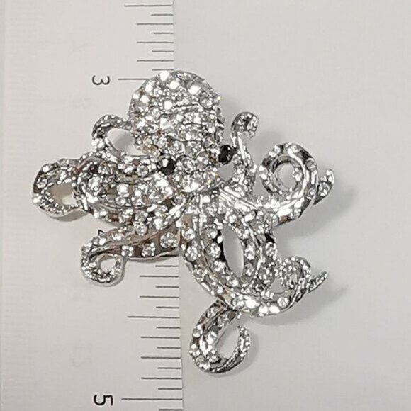 NWT silver crystal octopus brooch pin - Picture 4 of 8